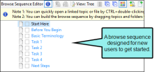 Example of topics listed in a specific order in the Browse Sequence Editor.