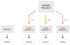 A diagram showing a combination of different project structures.