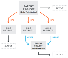 A diagram showing a combination of different project structures.