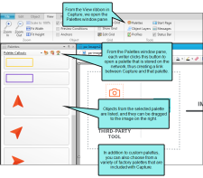 The Capture interface showing key features for using palettes.