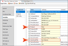 The Target Editor showing random variables that the MadCap Doc Team can override.