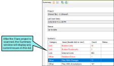 An example of a summary report that lists issues in a project.