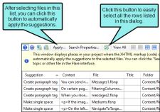 List of files with XHTML code and how to apply the improved suggestions.