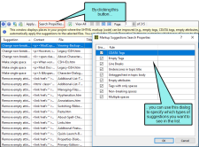 Example of types of suggestions in the Markup Suggestions Search Properties.