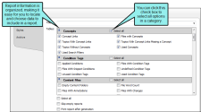 A generated report showing options for customization.