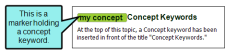 Image pointing out a marker holding a concept keyword.