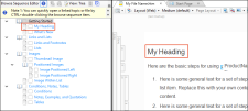 The Browse Sequence Editor showing the first heading from the topic.