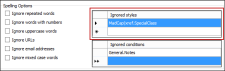 Ignored styles area of Spelling tab