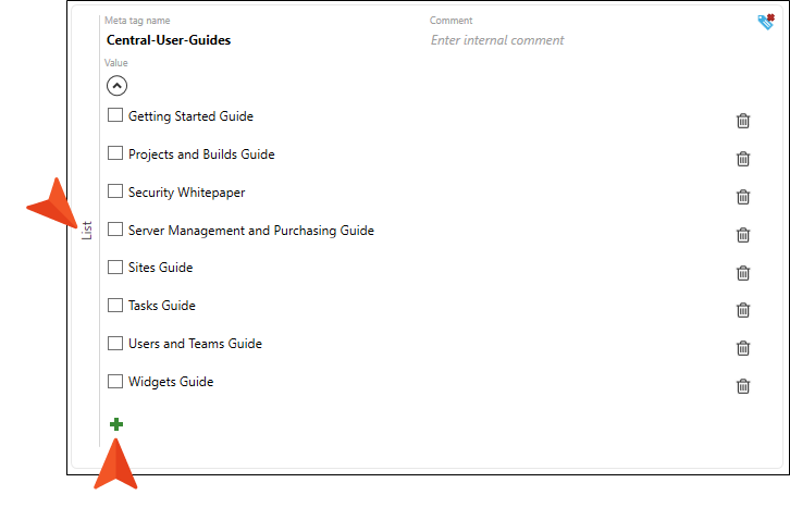 Example of a list meta tag with PDFs