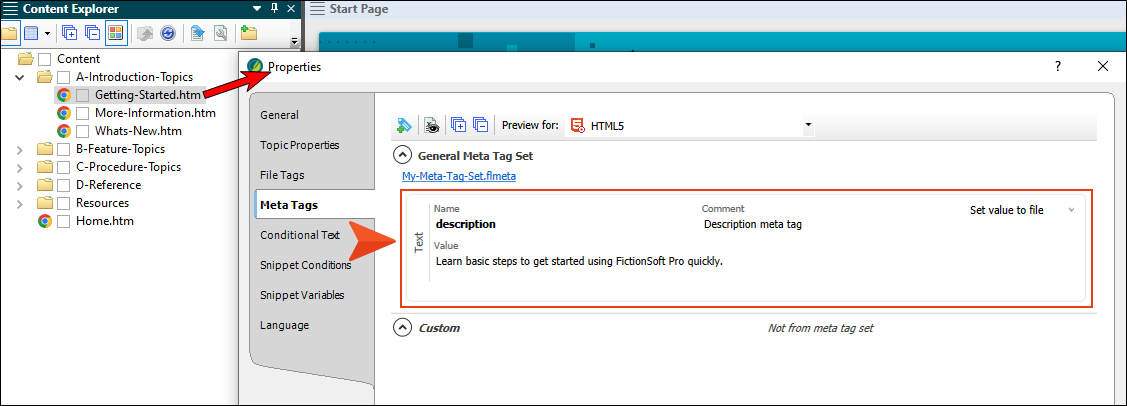 Example of description meta tag