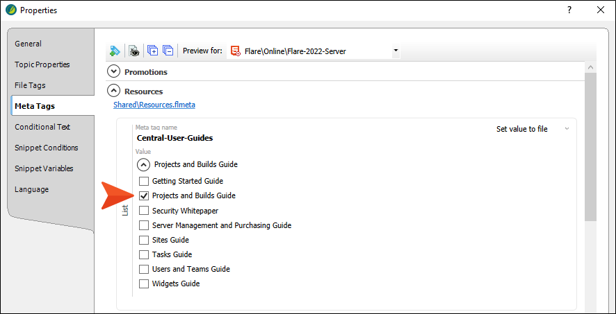Example of PDF meta tag being associated with topic