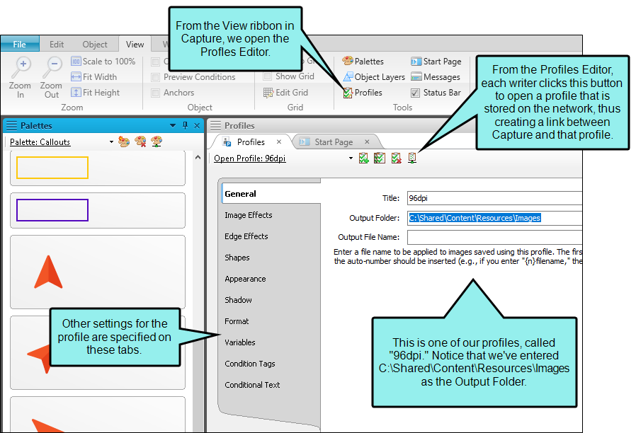 Profiles in Capture Capture interface with key features when using profiles.